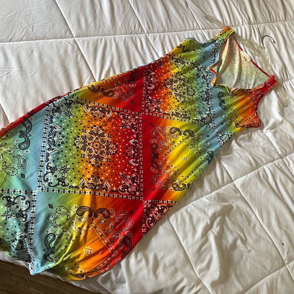 Bandana pattern midi dress
